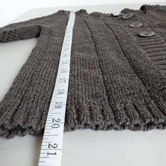 Conrad C Portion Petite Taupe Short Sleeve Knit Cardigan - Picture 7 of 12